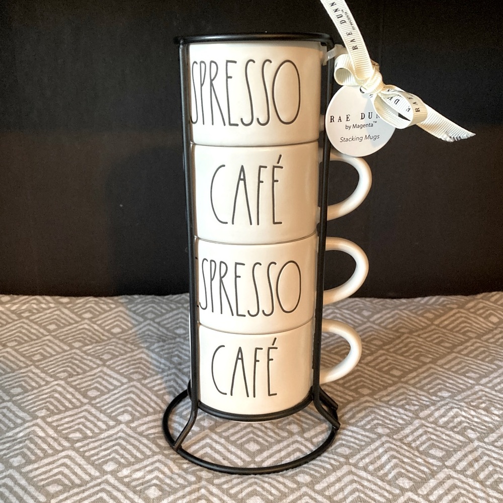 Rae Dunn stacking espresso mugs